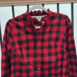 J crew Black and Red Long Sleeve Button Down